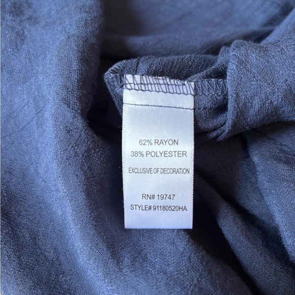 NWOT Bohemian Embroidered Balloon Sleeve Blue Counterparts Blouse | Women’s XL - Picture 11 of 14